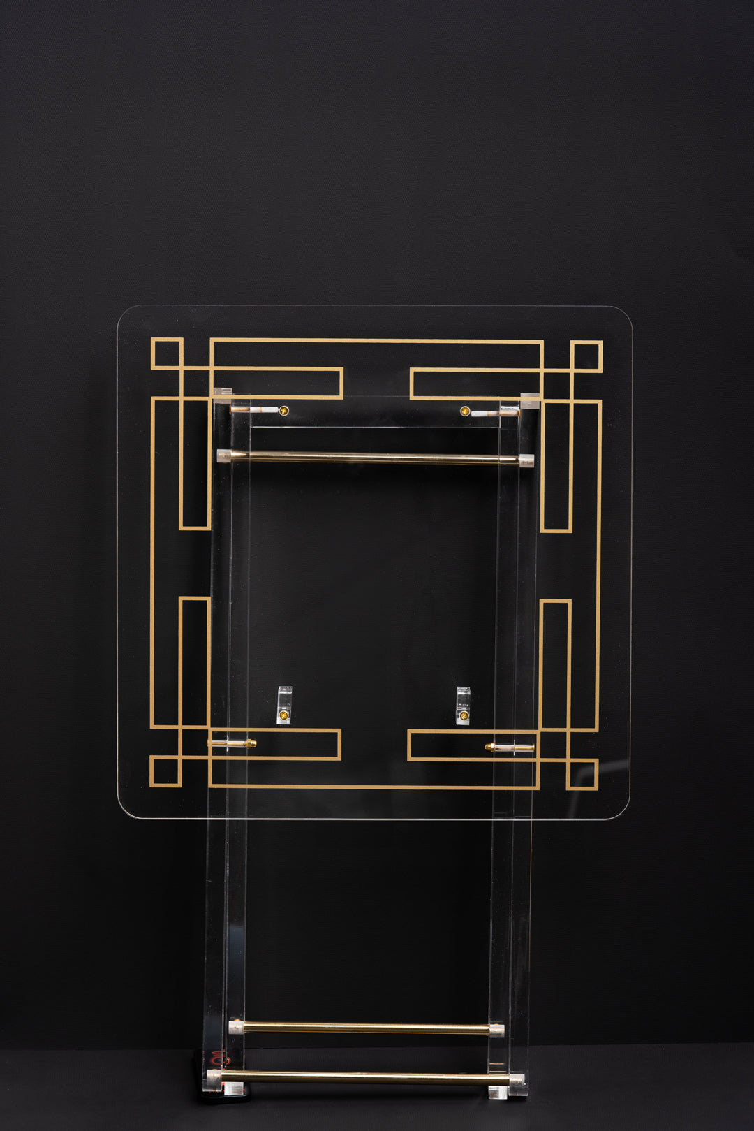 طقم 4 طاولات قهوة اكريليك تصميم مربع ذهبي و شفاف مع حامل من ريفال RF00423