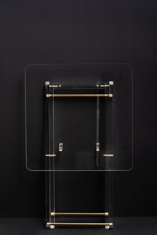 طقم 4 طاولات قهوة اكريليك تصميم مربع شفاف مع حامل من ريفال  RF00400