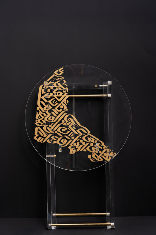 طقم 4 طاولات قهوة اكريليك تصميم دائري مع حامل من ريفال شفاف ذهبي RF00513