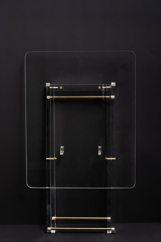 طقم 4 طاولات قهوة اكريليك تصميم مستطيل شفاف مع حامل من ريفال RF00600